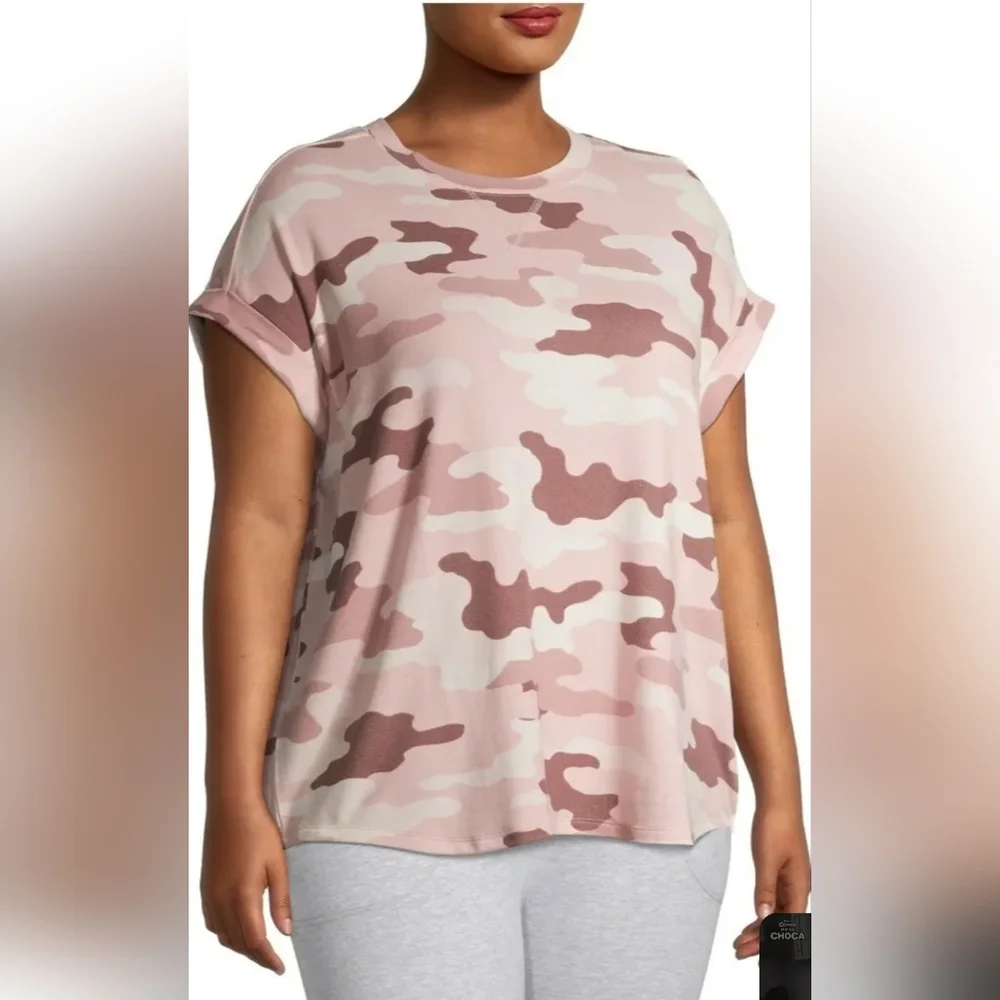 Como Blu‎ Women's Plus Size Blouse Super Soft Camo pink Short Sleeve top Size 1X - Picture 5 of 6